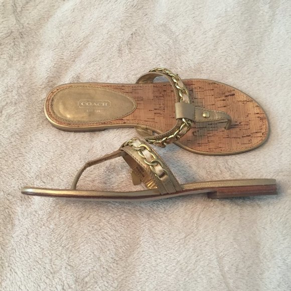 Coach Shoes - COACH  Rizzo gold sandals sz 10